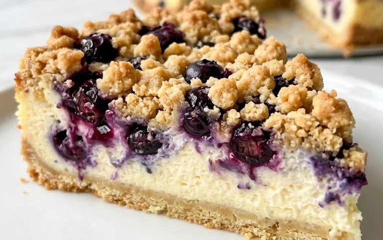 schneller Blaubeer-Quark-Kuchen mit Streuseln