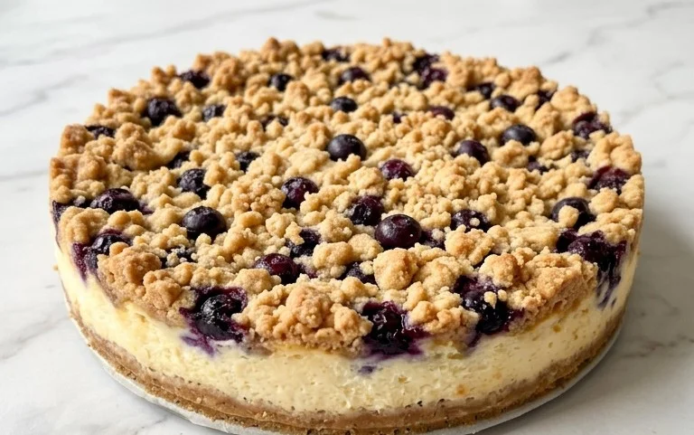 Blitzschneller Blaubeer-Quark-Kuchen mit Streuseln