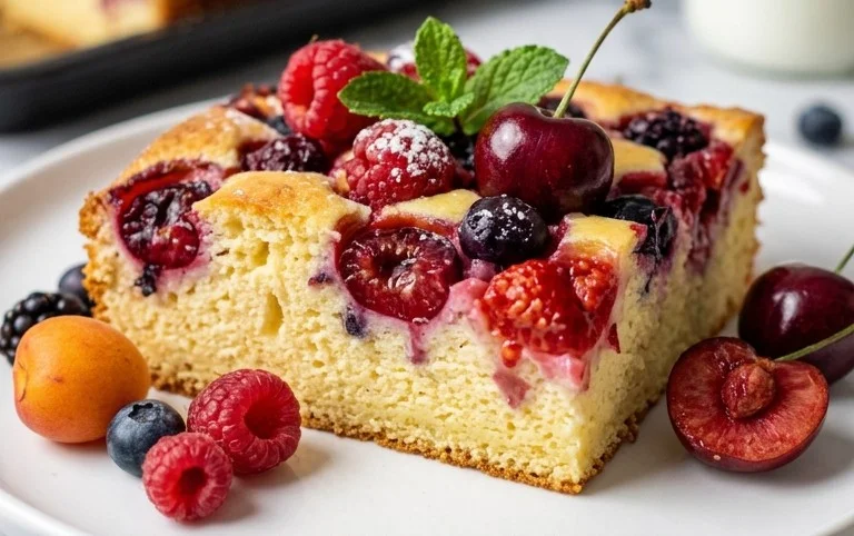 Buttermilchkuchen mit Obst vom Blech