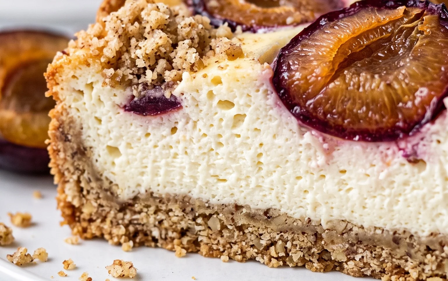 Zwetschgen-Topfenkuchen mit Nuss-Mürbteig