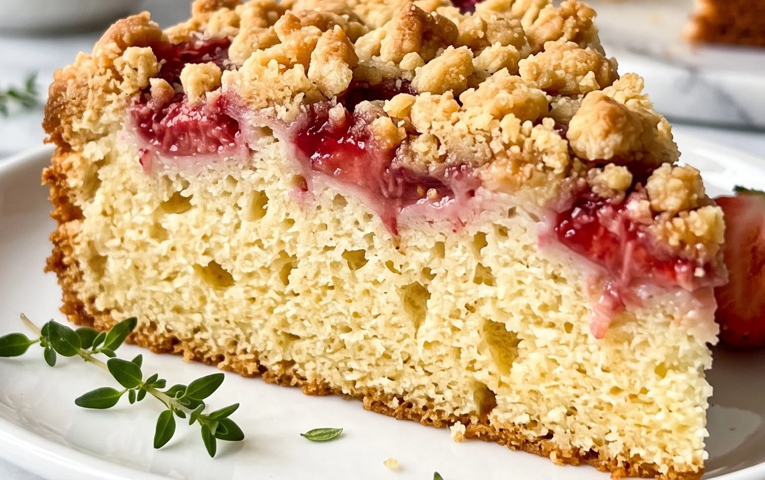 Joghurtkuchen mit Erdbeeren und Streusel